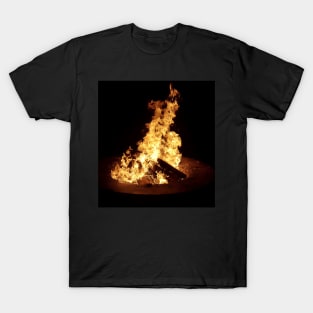 Bonfire Pit with Logs and Orange Flames T-Shirt